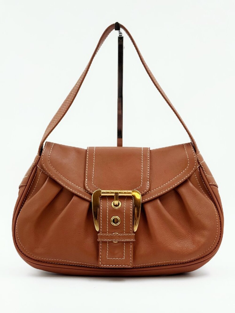 Vintage Celine Brown Leather Shoulder Bag Gold Hardware